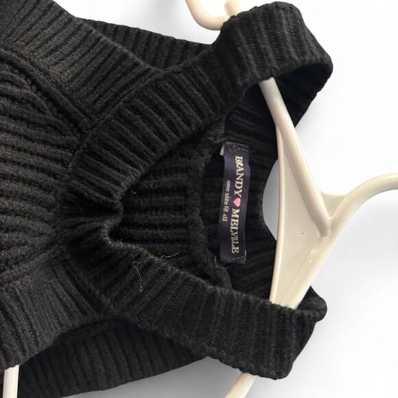 Brandy Melville black high neckline one size cropped cable-knit tank top - Picture 3 of 3